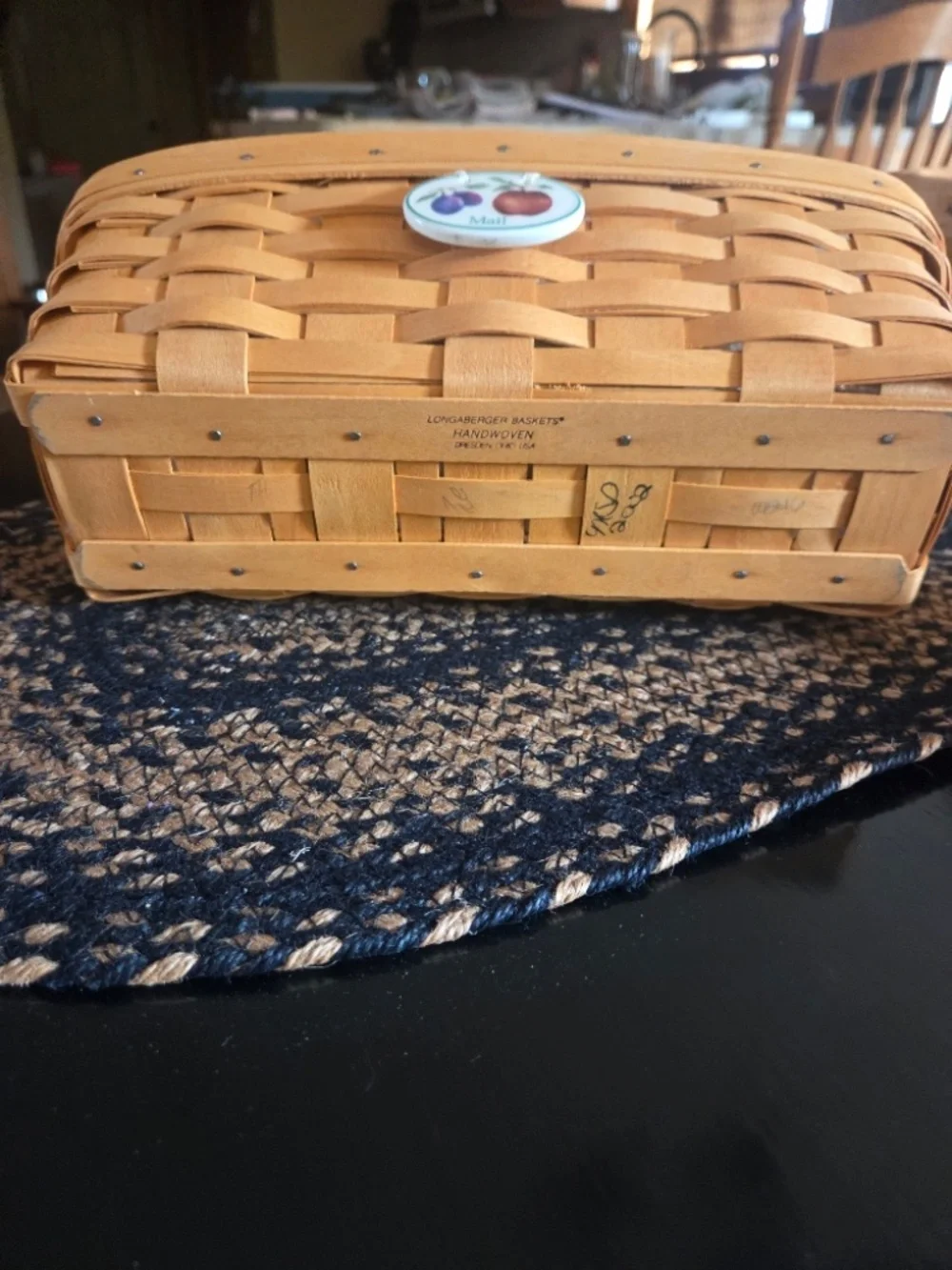 Longaberger 2002 Mail Basket with Protector and Mail Tag